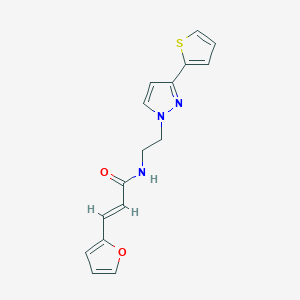 molecular formula C16H15N3O2S B2567607 (E)-3-(furan-2-yl)-N-(2-(3-(thiophen-2-yl)-1H-pyrazol-1-yl)ethyl)acrylamide CAS No. 1798387-58-2