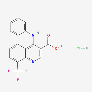 molecular formula C17H12ClF3N2O2 B2567618 4-(Phenylamino)-8-(trifluoromethyl)quinoline-3-carboxylic acid hydrochloride CAS No. 1094030-76-8