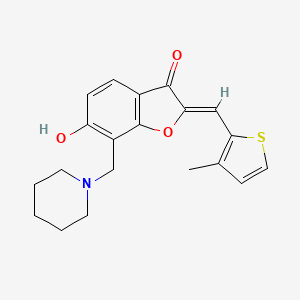 molecular formula C20H21NO3S B2567622 (Z)-6-hydroxy-2-((3-methylthiophen-2-yl)methylene)-7-(piperidin-1-ylmethyl)benzofuran-3(2H)-one CAS No. 899405-92-6
