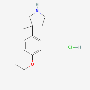 molecular formula C14H22ClNO B2567640 3-Methyl-3-[4-(propan-2-yloxy)phenyl]pyrrolidine hydrochloride CAS No. 1955548-35-2