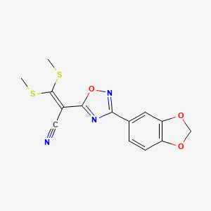 2-(3-(Benzo[d][1,3]dioxol-5-yl)-1,2,4-oxadiazol-5-yl)-3,3-bis(methylthio)acrylonitrile