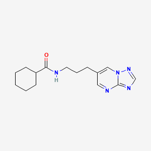 molecular formula C15H21N5O B2567655 N-(3-([1,2,4]triazolo[1,5-a]pyrimidin-6-yl)propyl)cyclohexanecarboxamide CAS No. 2034558-30-8