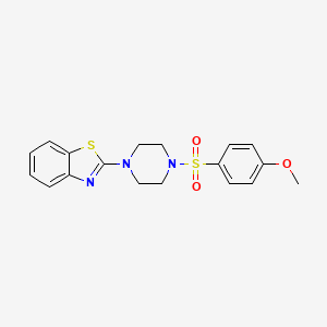 molecular formula C18H19N3O3S2 B2567657 2-{4-[(4-Methoxyphenyl)sulfonyl]piperazino}-1,3-benzothiazole CAS No. 460994-76-7