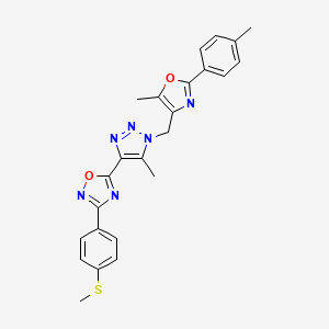 5-(5-methyl-1-((5-methyl-2-(p-tolyl)oxazol-4-yl)methyl)-1H-1,2,3-triazol-4-yl)-3-(4-(methylthio)phenyl)-1,2,4-oxadiazole