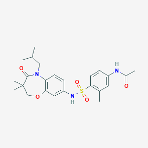 molecular formula C24H31N3O5S B2567681 N-(4-(N-(5-isobutyl-3,3-dimethyl-4-oxo-2,3,4,5-tetrahydrobenzo[b][1,4]oxazepin-8-yl)sulfamoyl)-3-methylphenyl)acetamide CAS No. 922050-64-4