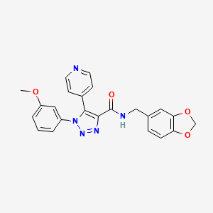 molecular formula C23H19N5O4 B2567683 N-(1,3-benzodioxol-5-ylmethyl)-1-(3-methoxyphenyl)-5-(pyridin-4-yl)-1H-1,2,3-triazole-4-carboxamide CAS No. 1326918-30-2
