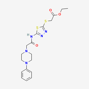 Ethyl 2-[[5-[[2-(4-phenylpiperazin-1-yl)acetyl]amino]-1,3,4-thiadiazol-2-yl]sulfanyl]acetate