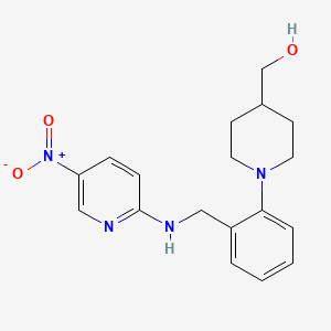 molecular formula C18H22N4O3 B2567691 [1-(2-{[(5-硝基-2-吡啶基)氨基]甲基}苯基)-4-哌啶基]甲醇 CAS No. 860610-89-5