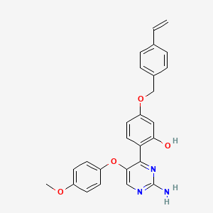 molecular formula C26H23N3O4 B2567692 2-(2-Amino-5-(4-methoxyphenoxy)pyrimidin-4-yl)-5-((4-vinylbenzyl)oxy)phenol CAS No. 898917-76-5