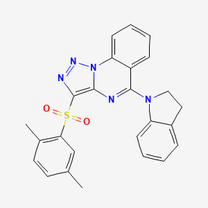molecular formula C25H21N5O2S B2567714 5-(2,3-dihydro-1H-indol-1-yl)-3-[(2,5-dimethylphenyl)sulfonyl][1,2,3]triazolo[1,5-a]quinazoline CAS No. 866807-84-3