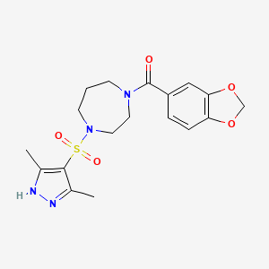 1-(2H-1,3-benzodioxole-5-carbonyl)-4-[(3,5-dimethyl-1H-pyrazol-4-yl)sulfonyl]-1,4-diazepane