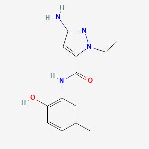 molecular formula C13H16N4O2 B2567719 3-amino-1-ethyl-N-(2-hydroxy-5-methylphenyl)-1H-pyrazole-5-carboxamide CAS No. 1856100-23-6