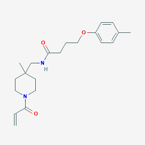 molecular formula C21H30N2O3 B2567720 4-(4-Methylphenoxy)-N-[(4-methyl-1-prop-2-enoylpiperidin-4-yl)methyl]butanamide CAS No. 2418726-48-2