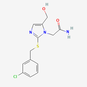 molecular formula C13H14ClN3O2S B2567721 2-(2-((3-chlorobenzyl)thio)-5-(hydroxymethyl)-1H-imidazol-1-yl)acetamide CAS No. 921886-06-8