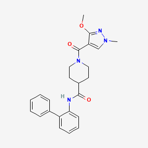 molecular formula C24H26N4O3 B2567725 N-([1,1'-biphenyl]-2-yl)-1-(3-methoxy-1-methyl-1H-pyrazole-4-carbonyl)piperidine-4-carboxamide CAS No. 1396816-13-9