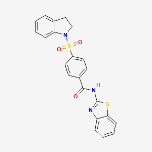 molecular formula C22H17N3O3S2 B2567733 N-(benzo[d]thiazol-2-yl)-4-(indolin-1-ylsulfonyl)benzamide CAS No. 361170-52-7