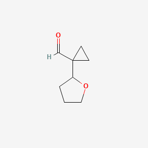 molecular formula C8H12O2 B2567735 1-(Oxolan-2-yl)cyclopropane-1-carbaldehyde CAS No. 2171986-20-0