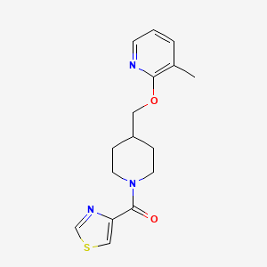 molecular formula C16H19N3O2S B2567741 3-Methyl-2-{[1-(1,3-thiazole-4-carbonyl)piperidin-4-yl]methoxy}pyridine CAS No. 2202294-51-5