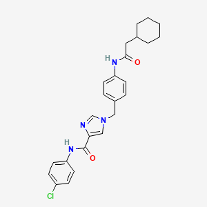 molecular formula C25H27ClN4O2 B2567747 N-(4-chlorophenyl)-1-(4-(2-cyclohexylacetamido)benzyl)-1H-imidazole-4-carboxamide CAS No. 1251592-20-7