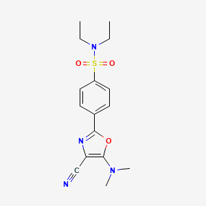molecular formula C16H20N4O3S B2567750 4-(4-cyano-5-(dimethylamino)oxazol-2-yl)-N,N-diethylbenzenesulfonamide CAS No. 941266-58-6