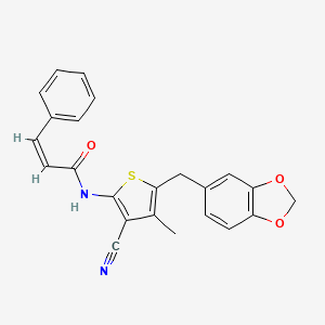 (Z)-N-(5-(benzo[d][1,3]dioxol-5-ylmethyl)-3-cyano-4-methylthiophen-2-yl)-3-phenylacrylamide