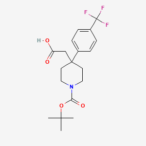 molecular formula C19H24F3NO4 B2567771 2-{1-[(tert-Butoxy)carbonyl]-4-[4-(trifluoromethyl)phenyl]piperidin-4-yl}acetic acid CAS No. 1439897-86-5