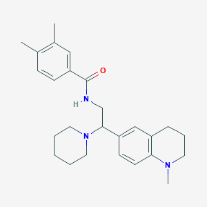 molecular formula C26H35N3O B2567796 3,4-dimethyl-N-(2-(1-methyl-1,2,3,4-tetrahydroquinolin-6-yl)-2-(piperidin-1-yl)ethyl)benzamide CAS No. 922039-92-7