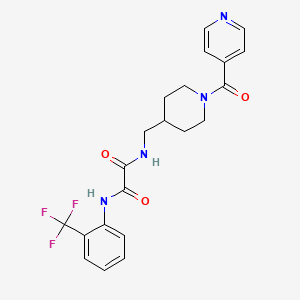 molecular formula C21H21F3N4O3 B2567798 N1-((1-异烟酰基哌啶-4-基)甲基)-N2-(2-(三氟甲基)苯基)草酰胺 CAS No. 1448075-25-9