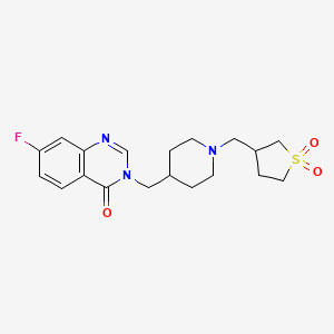 3-({4-[(7-Fluoro-4-oxo-3,4-dihydroquinazolin-3-yl)methyl]piperidin-1-yl}methyl)-1lambda6-thiolane-1,1-dione