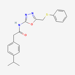 molecular formula C20H21N3O2S B2567807 2-(4-isopropylphenyl)-N-(5-((phenylthio)methyl)-1,3,4-oxadiazol-2-yl)acetamide CAS No. 923480-41-5