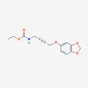 molecular formula C14H15NO5 B2567809 4-(苯并[d][1,3]二氧杂环-5-氧基)丁-2-炔-1-基氨基甲酸乙酯 CAS No. 1448069-87-1