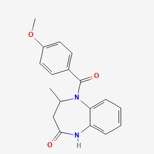 molecular formula C18H18N2O3 B2567811 5-(4-methoxybenzoyl)-4-methyl-4,5-dihydro-1H-benzo[b][1,4]diazepin-2(3H)-one CAS No. 950364-17-7