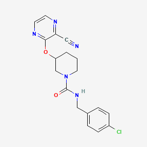 molecular formula C18H18ClN5O2 B2567816 N-(4-chlorobenzyl)-3-((3-cyanopyrazin-2-yl)oxy)piperidine-1-carboxamide CAS No. 2034435-68-0