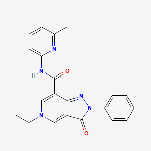 molecular formula C21H19N5O2 B2567817 5-ethyl-N-(6-methylpyridin-2-yl)-3-oxo-2-phenyl-3,5-dihydro-2H-pyrazolo[4,3-c]pyridine-7-carboxamide CAS No. 921577-26-6