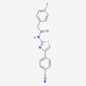 molecular formula C18H12FN3OS B2567819 N-(4-(4-cyanophenyl)thiazol-2-yl)-2-(4-fluorophenyl)acetamide CAS No. 941946-42-5