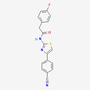 molecular formula C18H12FN3OS B2567819 N-(4-(4-氰基苯基)噻唑-2-基)-2-(4-氟苯基)乙酰胺 CAS No. 941946-42-5