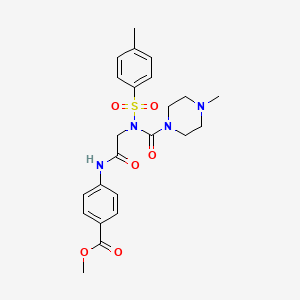 molecular formula C23H28N4O6S B2567825 Methyl-4-(2-(4-Methyl-N-tosylpiperazin-1-carboxamido)acetamido)benzoat CAS No. 899949-05-4