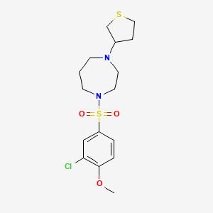 molecular formula C16H23ClN2O3S2 B2567826 1-((3-Chloro-4-methoxyphenyl)sulfonyl)-4-(tetrahydrothiophen-3-yl)-1,4-diazepane CAS No. 2310207-83-9