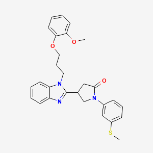 molecular formula C28H29N3O3S B2567830 4-(1-(3-(2-methoxyphenoxy)propyl)-1H-benzo[d]imidazol-2-yl)-1-(3-(methylthio)phenyl)pyrrolidin-2-one CAS No. 847397-85-7