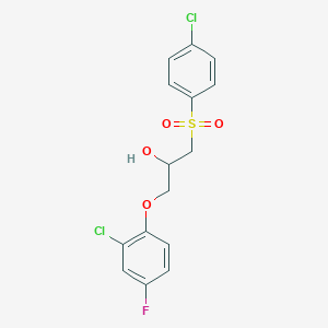 molecular formula C15H13Cl2FO4S B2567839 1-(2-Chloro-4-fluorophenoxy)-3-[(4-chlorophenyl)sulfonyl]-2-propanol CAS No. 478079-78-6