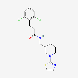 molecular formula C18H21Cl2N3OS B2567843 3-(2,6-二氯苯基)-N-((1-(噻唑-2-基)哌啶-3-基)甲基)丙酰胺 CAS No. 1795299-20-5