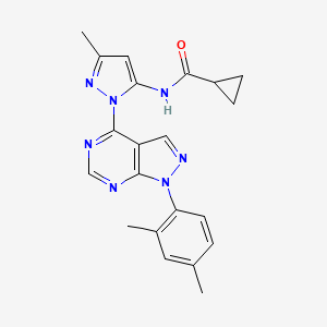 molecular formula C21H21N7O B2567845 N-(1-(1-(2,4-二甲苯基)-1H-吡唑并[3,4-d]嘧啶-4-基)-3-甲基-1H-吡唑-5-基)环丙烷甲酰胺 CAS No. 1005975-70-1