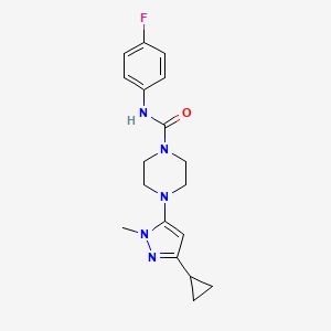 4-(3-cyclopropyl-1-methyl-1H-pyrazol-5-yl)-N-(4-fluorophenyl)piperazine-1-carboxamide