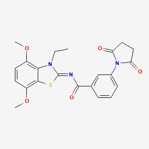 molecular formula C22H21N3O5S B2567858 (Z)-3-(2,5-dioxopyrrolidin-1-yl)-N-(3-ethyl-4,7-dimethoxybenzo[d]thiazol-2(3H)-ylidene)benzamide CAS No. 868369-98-6