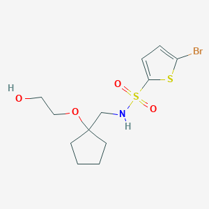 molecular formula C12H18BrNO4S2 B2567863 5-bromo-N-((1-(2-hydroxyethoxy)cyclopentyl)methyl)thiophene-2-sulfonamide CAS No. 2176201-79-7