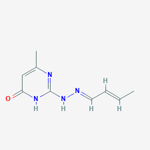 molecular formula C9H12N4O B2567865 2-((E)-2-((E)-丁-2-烯-1-亚基)肼基)-6-甲基嘧啶-4-醇 CAS No. 64792-11-6