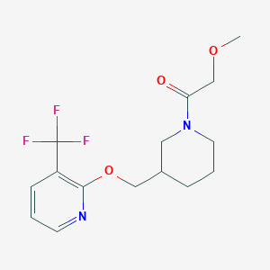 molecular formula C15H19F3N2O3 B2567868 2-Methoxy-1-[3-[[3-(trifluoromethyl)pyridin-2-yl]oxymethyl]piperidin-1-yl]ethanone CAS No. 2379997-50-7
