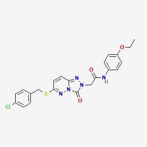 molecular formula C22H20ClN5O3S B2567876 2-[6-[(4-chlorobenzyl)thio]-3-oxo[1,2,4]triazolo[4,3-b]pyridazin-2(3H)-yl]-N-(4-ethoxyphenyl)acetamide CAS No. 1040643-31-9