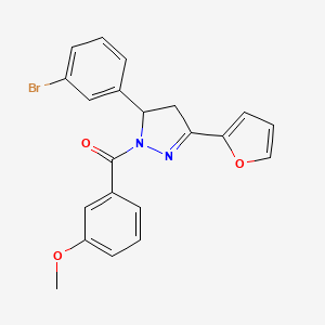 molecular formula C21H17BrN2O3 B2567882 5-(3-bromophenyl)-3-(furan-2-yl)-1-(3-methoxybenzoyl)-4,5-dihydro-1H-pyrazole CAS No. 1423757-11-2