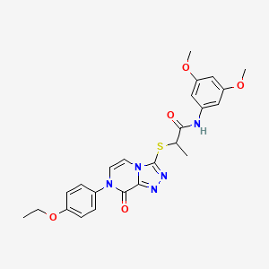 molecular formula C24H25N5O5S B2567890 N-(3,5-dimethoxyphenyl)-2-((7-(4-ethoxyphenyl)-8-oxo-7,8-dihydro-[1,2,4]triazolo[4,3-a]pyrazin-3-yl)thio)propanamide CAS No. 1223793-55-2